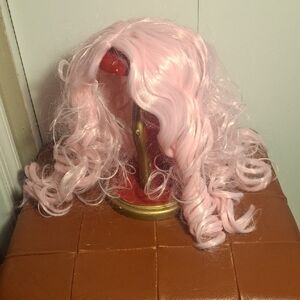 Elegant Light Pink Curly Wig for Women